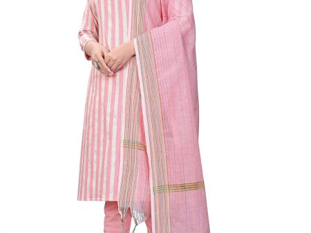 Pink Cotton Jacquard Woven Unstitched Dress Material - Amara Cheap