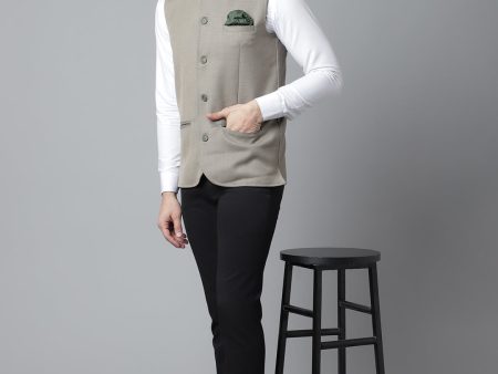 Even Apparels Men s Cream Nehru Jacket With Welt Pockets For Cheap