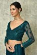 Teal Silk Solid Saree With Blouse Piece - Purvi For Discount