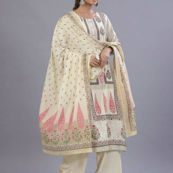 Juniper Women Yellow Rayon Printed Kurta, Pants and Dupatta Set Online Hot Sale