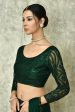 Dark Green Silk Solid Saree With Blouse Piece - Purvi Hot on Sale