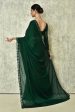 Dark Green Silk Solid Saree With Blouse Piece - Purvi Hot on Sale