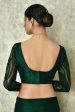 Dark Green Silk Solid Saree With Blouse Piece - Purvi Hot on Sale