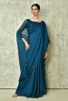 Blue Silk Stripe Saree With Blouse Piece - Purvi Cheap