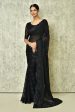 Black Silk Stripe Saree With Blouse Piece - Purvi Online now