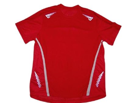 Landmark Short Sleeves Tshirt Round Neck Dri-fit With Reflective Print On Shoulders And Sides- Red Sale